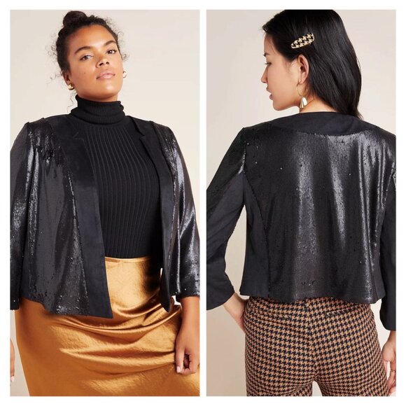 NWT Anthropologie Shonda Norrie Sequin-Embellished Suede Jacket - Picture 2 of 3